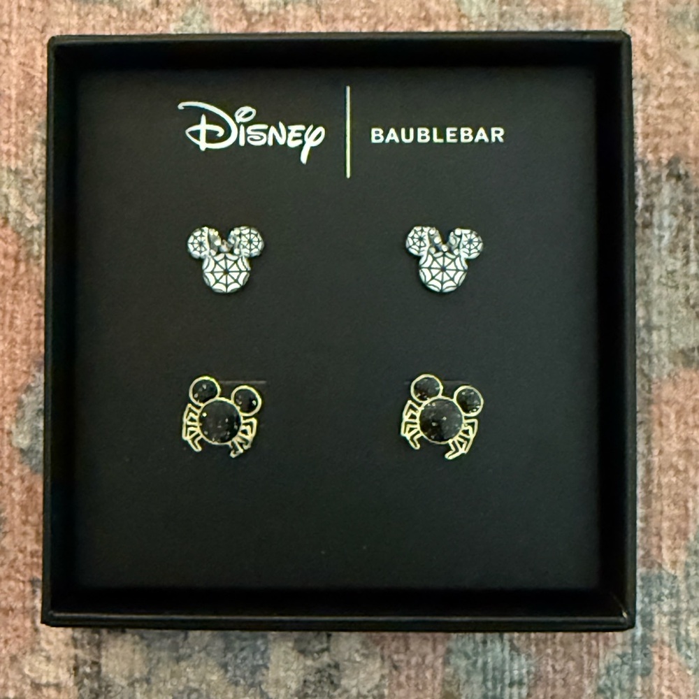 Disney X Baublebar Mickey Mouse Spider & Web Halloween Earring Studs Set of 2